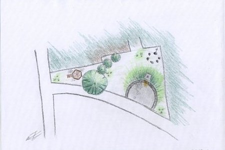 Der Grundriss des Areals, gezeichnet von der künftigen Landschaftsplanerin Verena Gretz